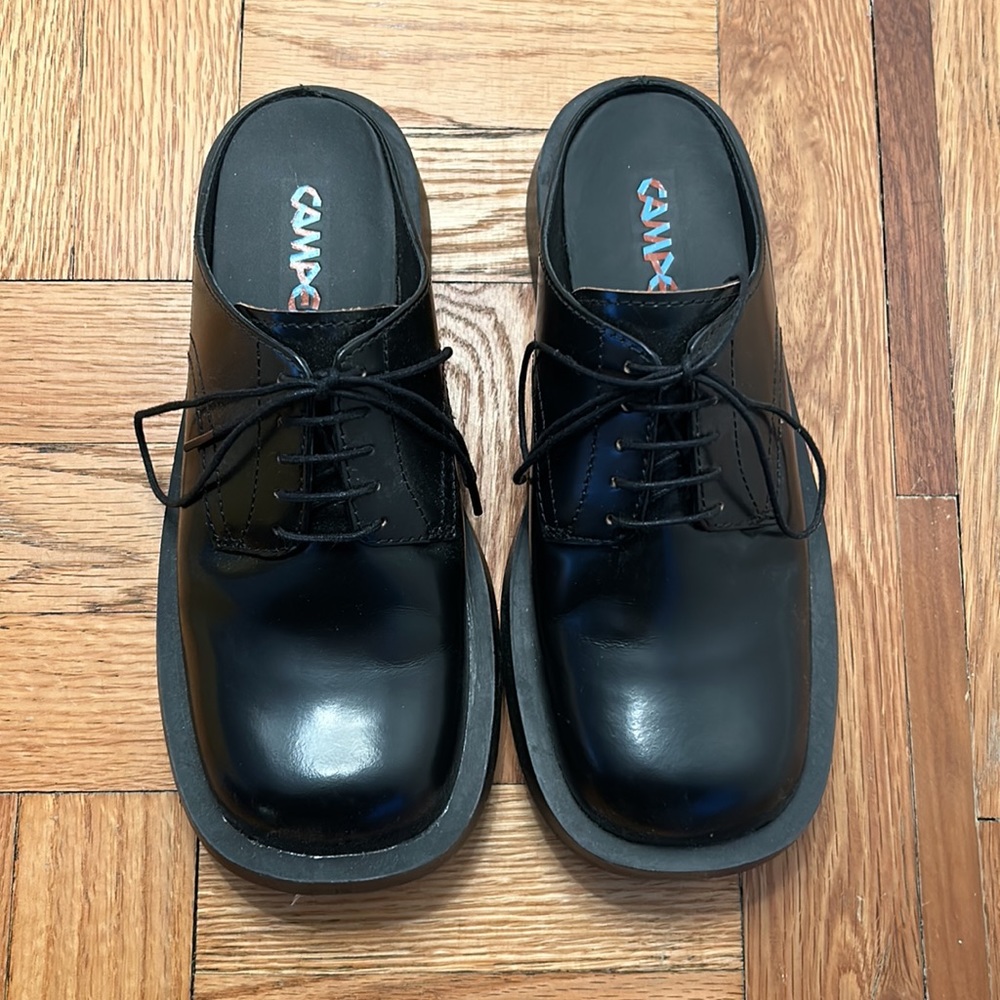 Camper Camperlab Docko Negro 1978 Black Leather Clogs NIB Size 37 / 7